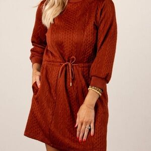 Umgee Terracotta Long Sleeve Dress